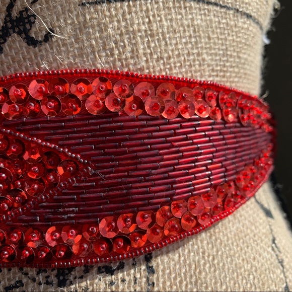 Sequin/Bugle Beaded silk belt VINTAGE 1983 PRICE FIRM - Picture 4 of 6
